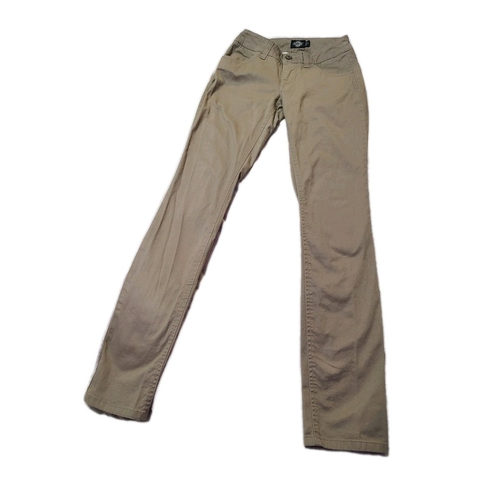 Dickies Women's Khaki Work Pants Size 0 Straight Leg Cotton Blend Chino Uniform